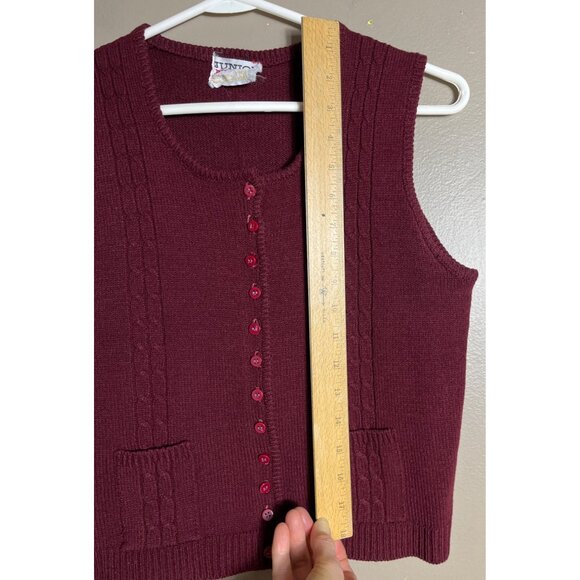 Junior House Vtg Sweater Vest Burgundy Button Preppy Heritage Academia Womens S - Picture 5 of 9